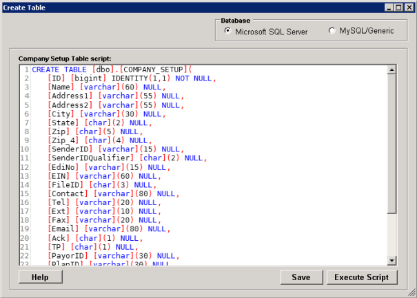 Create Table